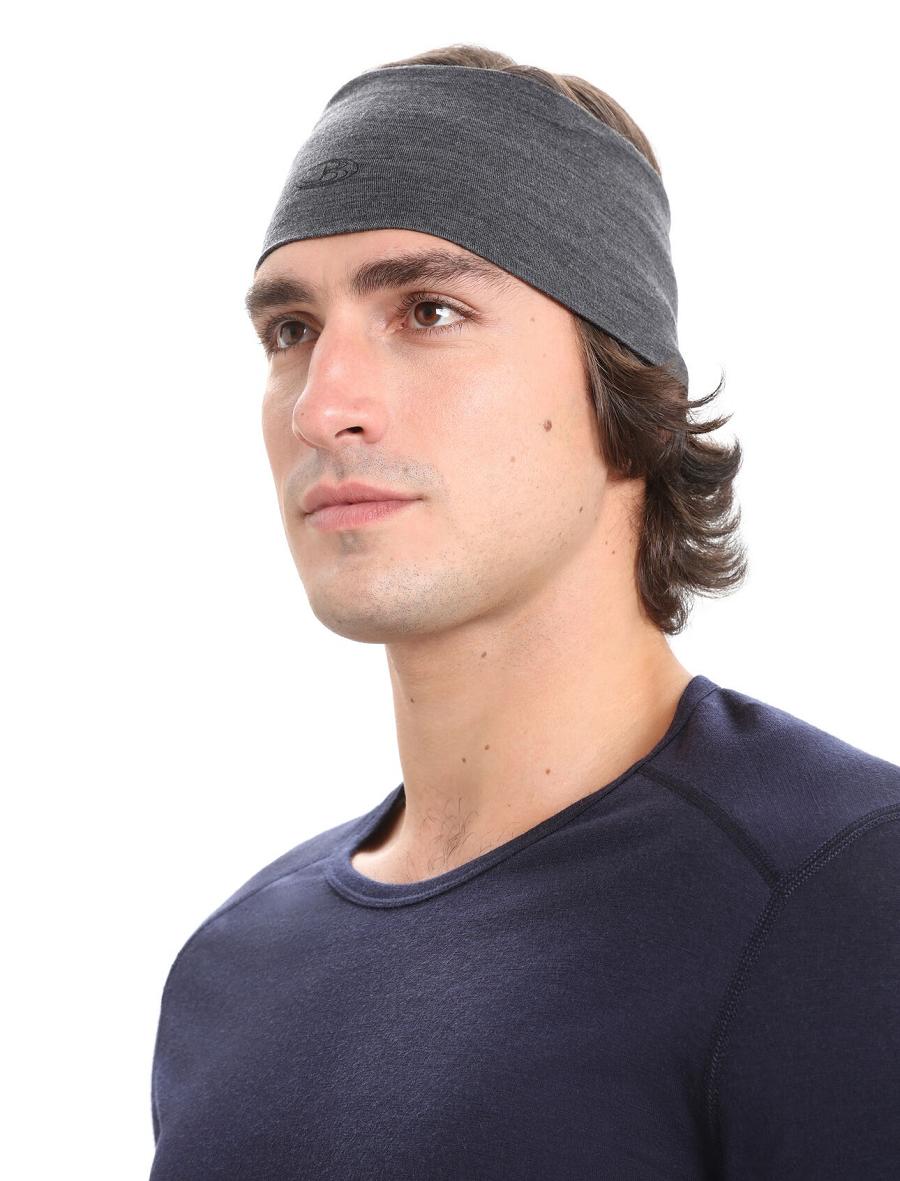 Men's Icebreaker Unisex Merino Chase Headband Jet Heather | CA 1869ZUTG